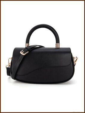 Vegan PU Leather Mini Top Handle Crossbody Purse Structured Handbag